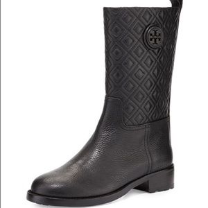Marion Quilted Leather Boot, Black